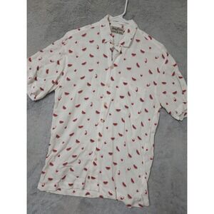 Kenny Flowers Shirt Men Small Watermelon Wine Glass Rayon Limited Edition Resort